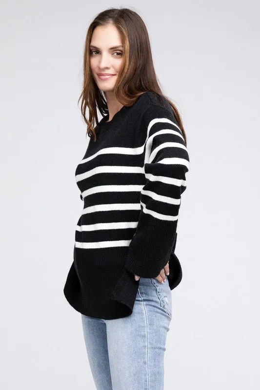 Ribbed Hem Stripe Sweater gifts