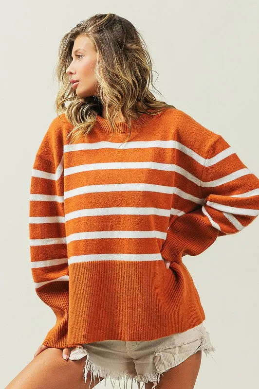Ribbed Hem Stripe Sweater gifts