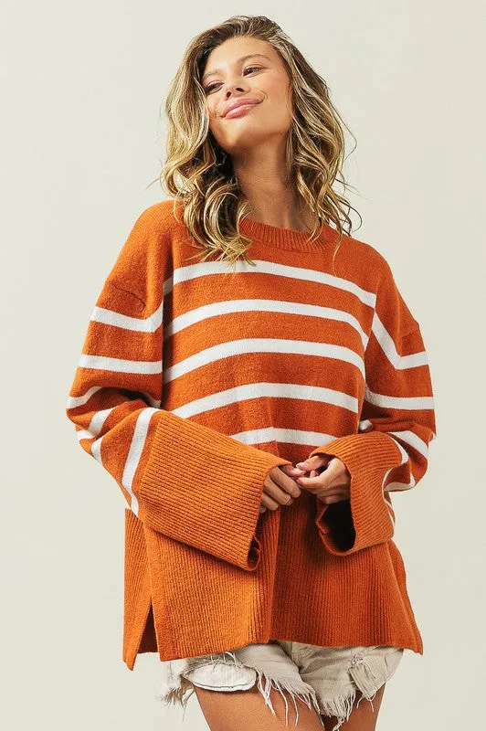 Ribbed Hem Stripe Sweater gifts