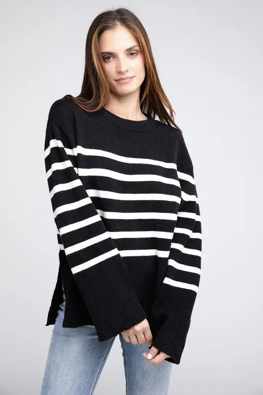 Ribbed Hem Stripe Sweater gifts