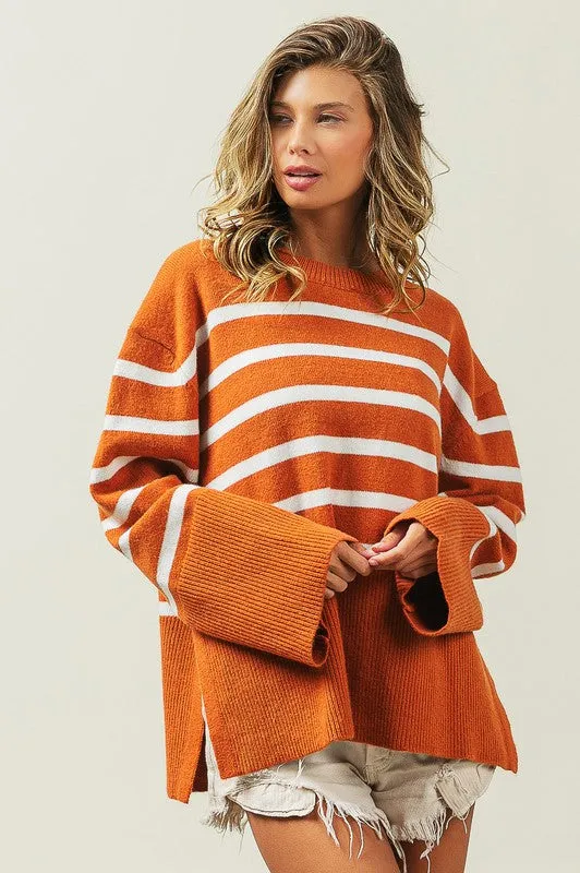 Ribbed Hem Stripe Sweater gifts