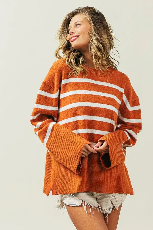 Ribbed Hem Stripe Sweater gifts