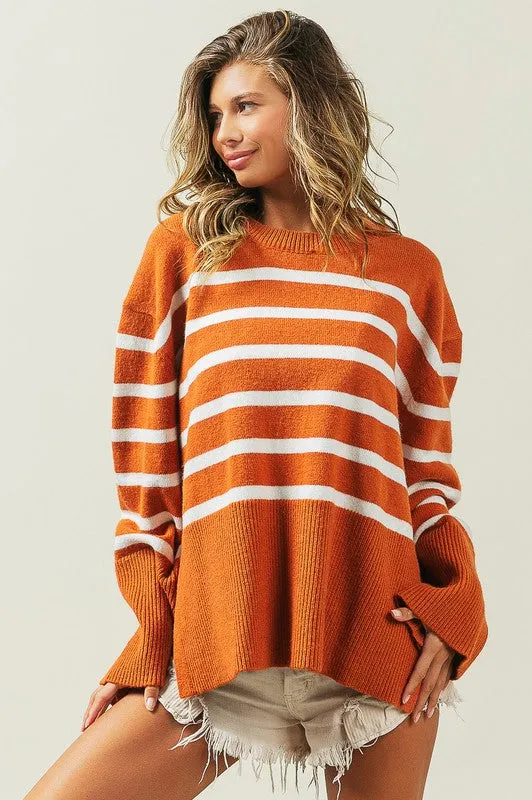 Ribbed Hem Stripe Sweater gifts