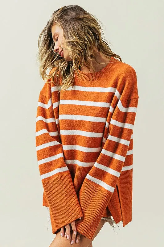 Ribbed Hem Stripe Sweater gifts