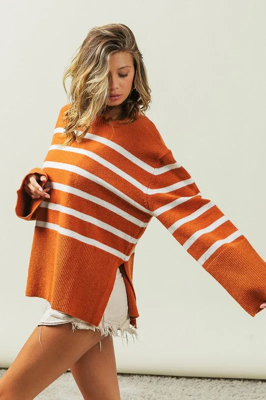Ribbed Hem Stripe Sweater gifts