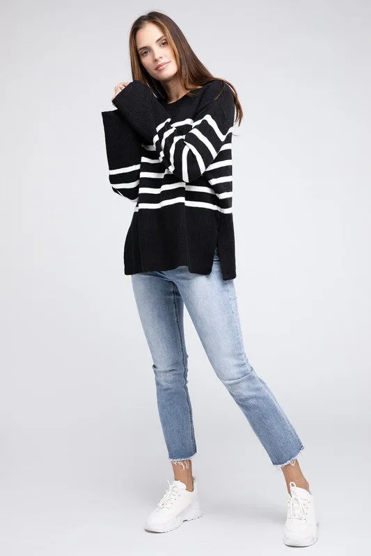 Ribbed Hem Stripe Sweater gifts