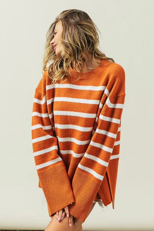Ribbed Hem Stripe Sweater gifts