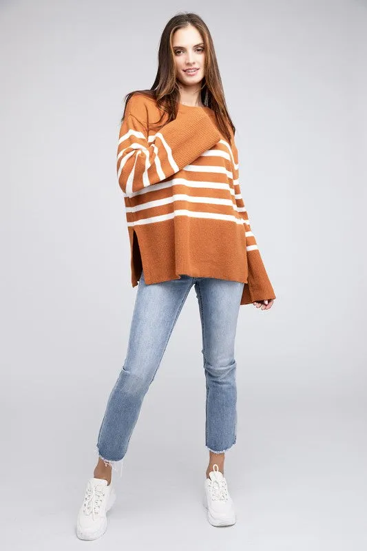 Ribbed Hem Stripe Sweater gifts