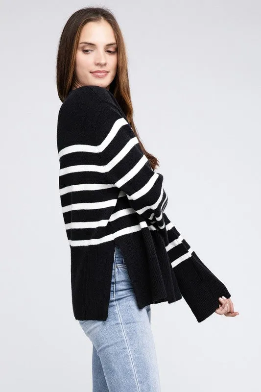 Ribbed Hem Stripe Sweater gifts