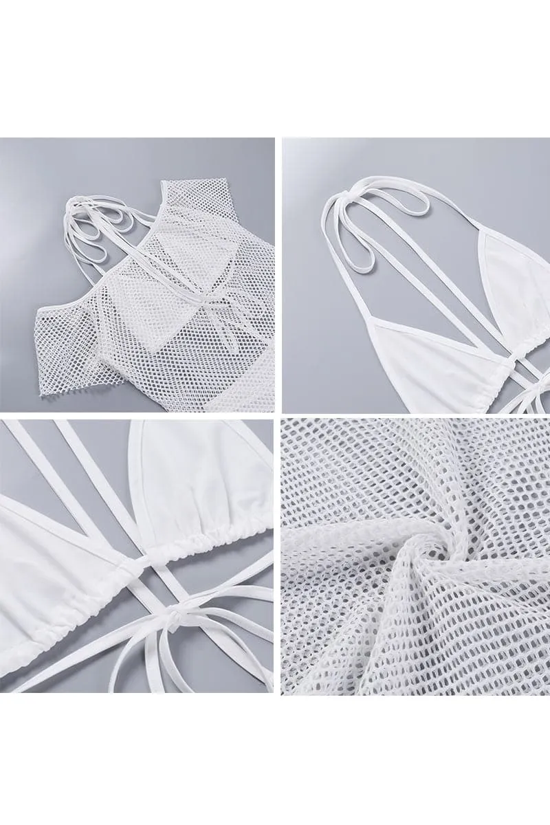SA624 Crochet Beach Cover Up And Bikini Set