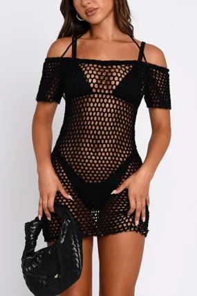 SA624 Crochet Beach Cover Up And Bikini Set