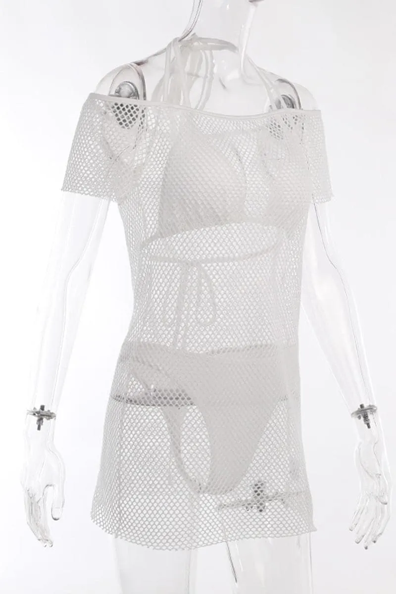 SA624 Crochet Beach Cover Up And Bikini Set