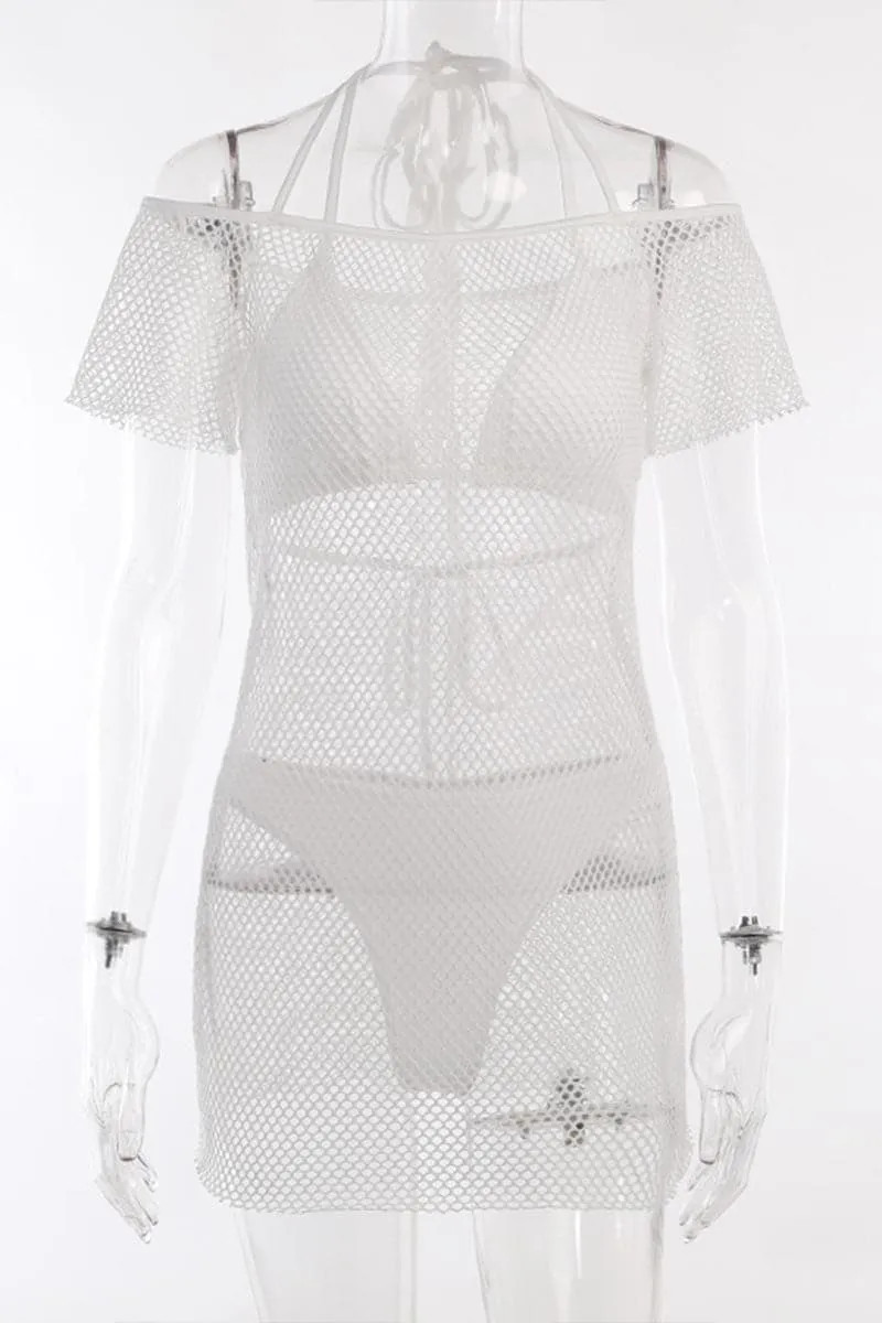 SA624 Crochet Beach Cover Up And Bikini Set