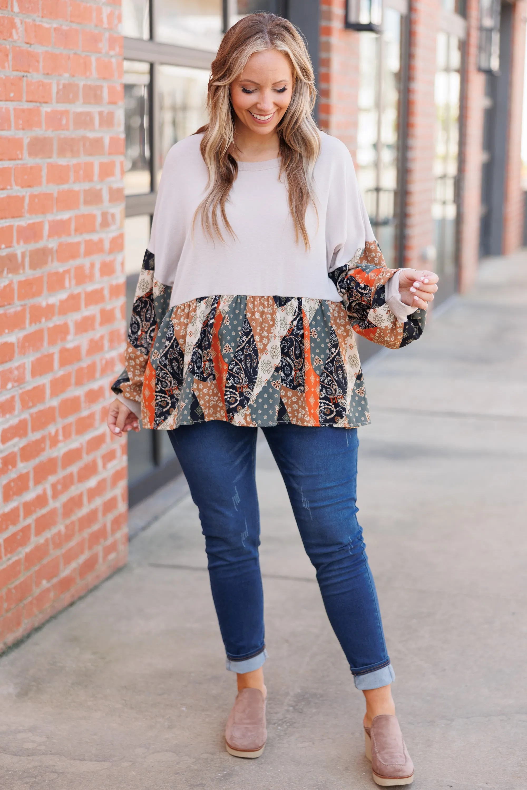 Saddle Up Girl Top, Taupe