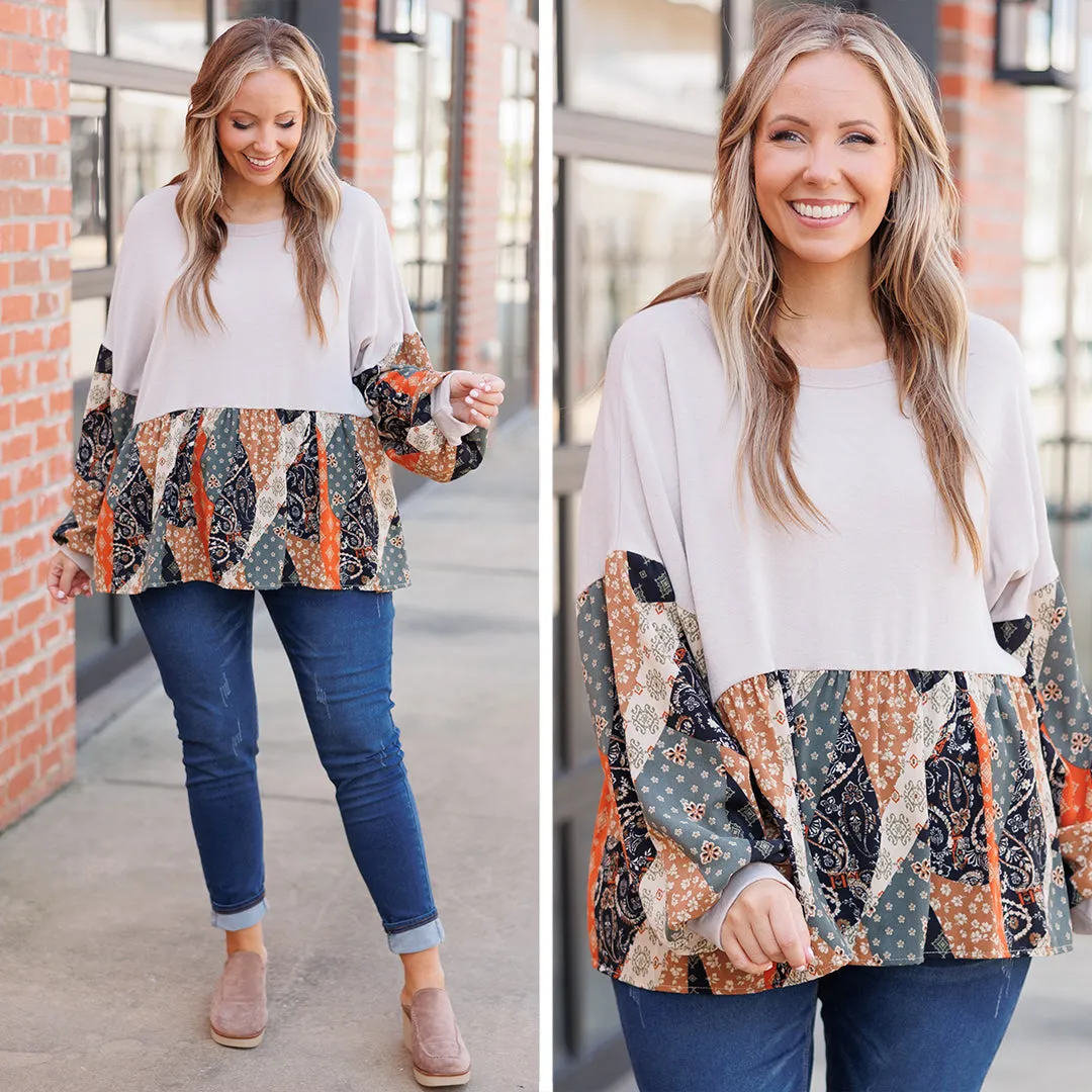 Saddle Up Girl Top, Taupe