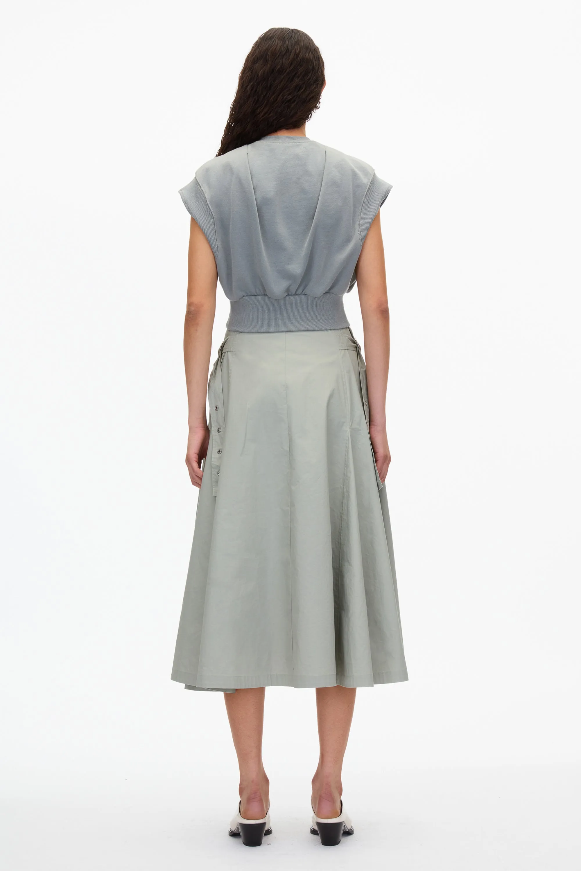 Safe Off White Sweatshirt Combo Dress with Pleated Skirt