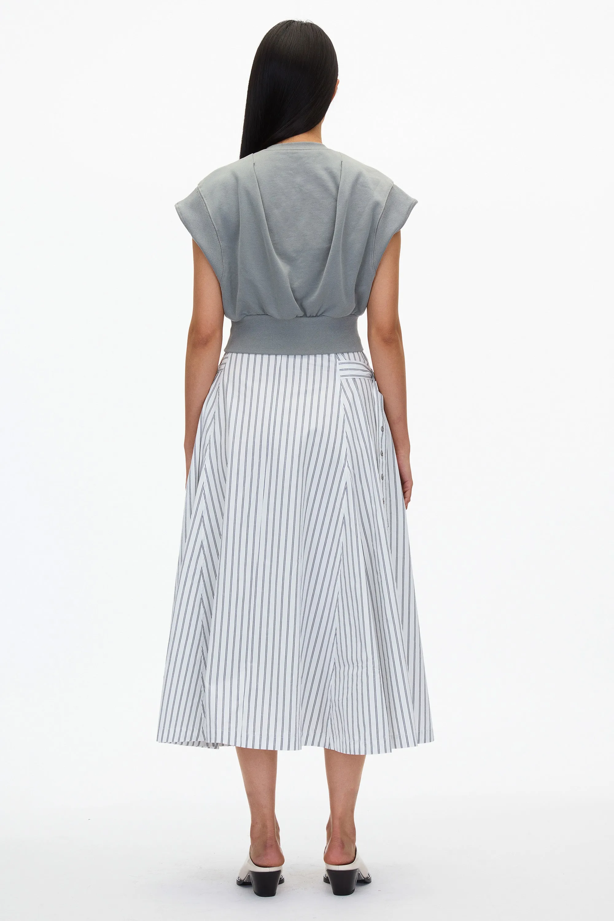 Safe Off White Sweatshirt Combo Dress with Pleated Skirt