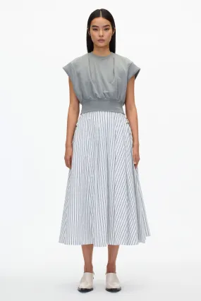 Safe Off White Sweatshirt Combo Dress with Pleated Skirt