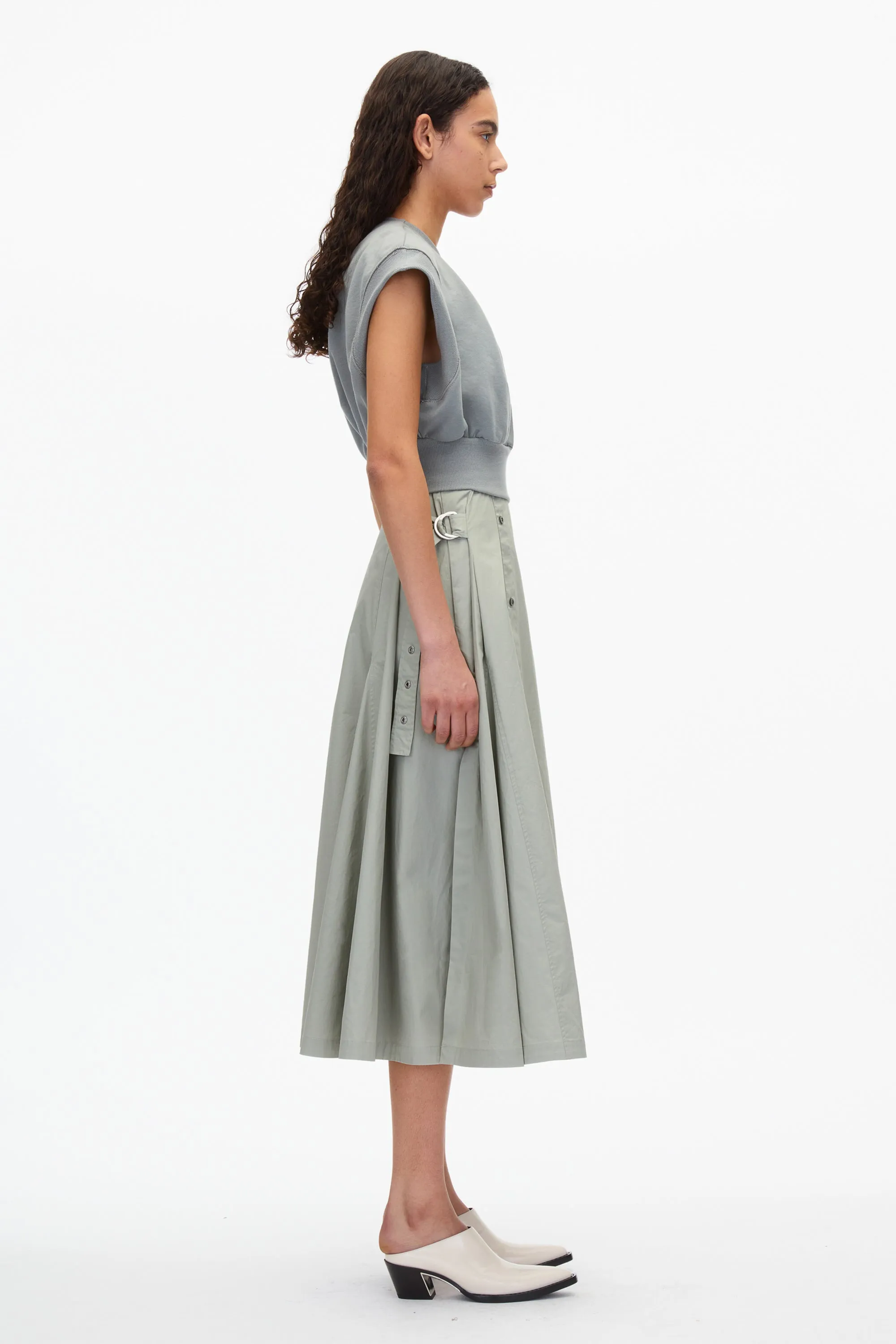 Safe Off White Sweatshirt Combo Dress with Pleated Skirt