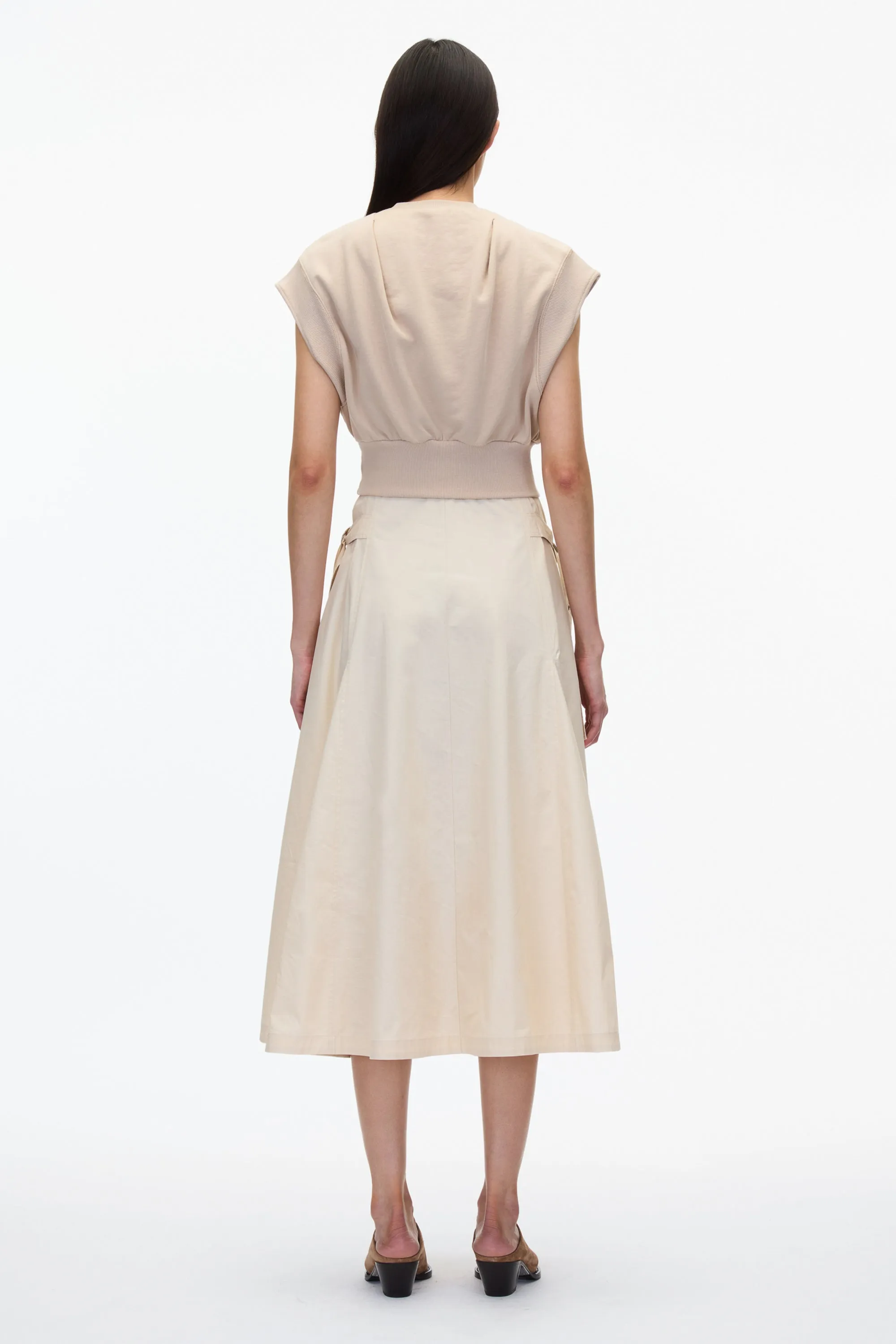 Safe Off White Sweatshirt Combo Dress with Pleated Skirt