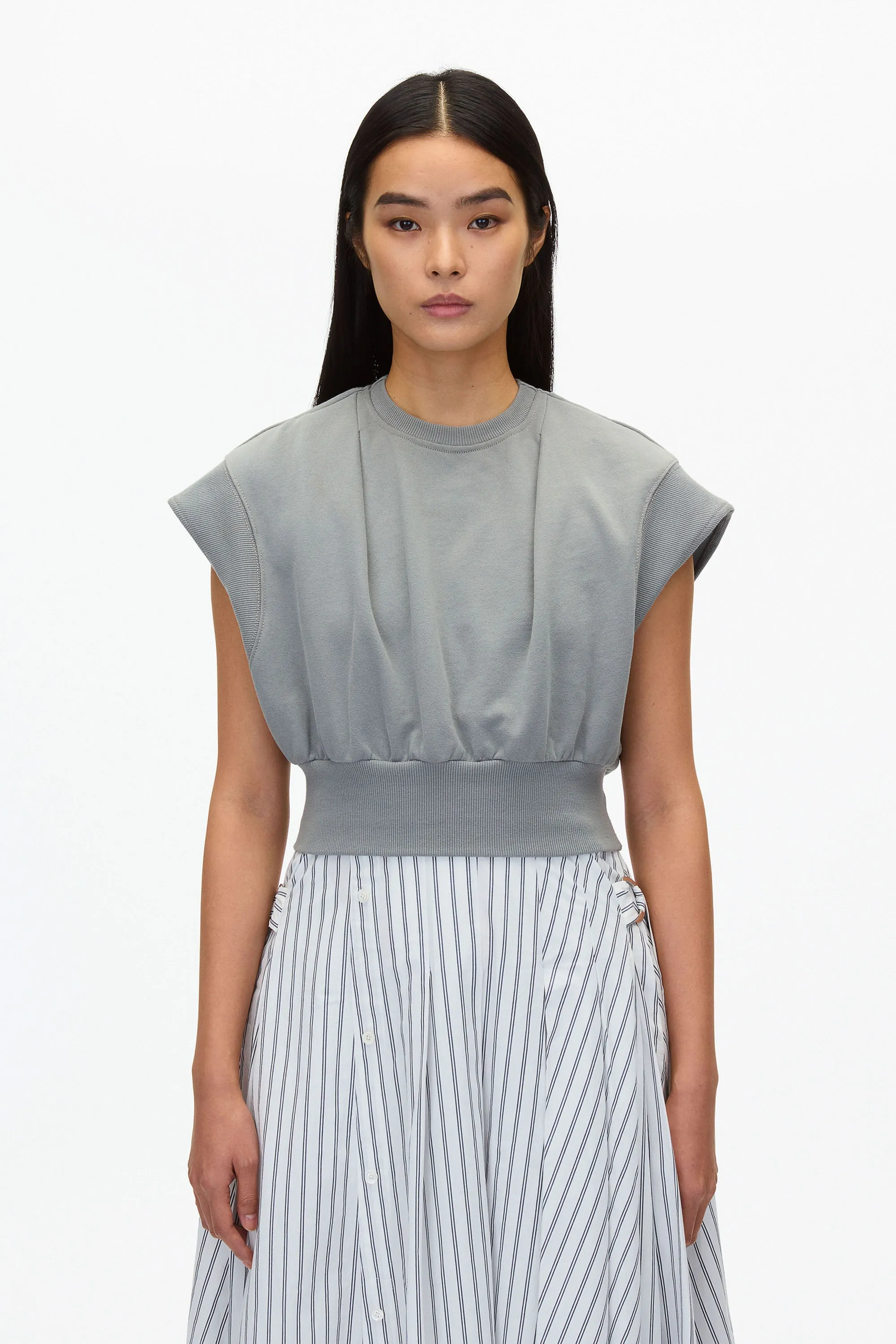 Safe Off White Sweatshirt Combo Dress with Pleated Skirt