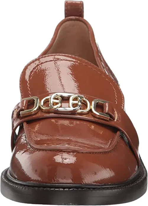 Sam Edelman Christy Burnt Caramel Closed Toe Block Heel Slip On Leather Loafers