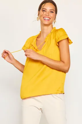 Satin Ruffled Detail Top
