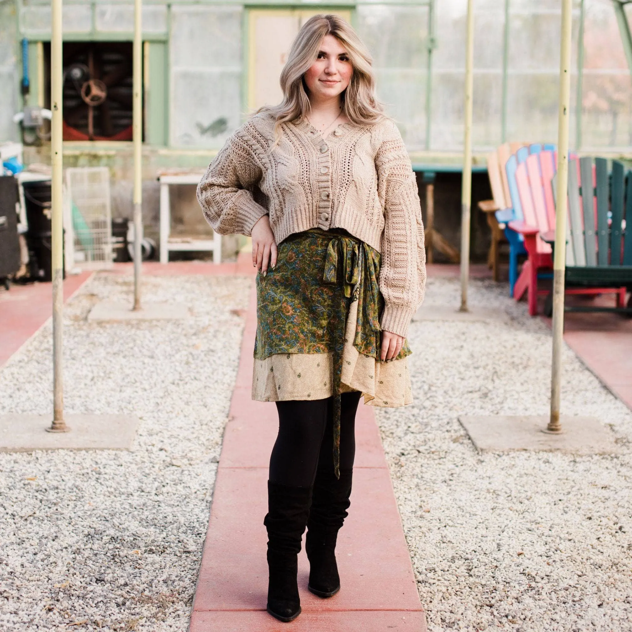 Seconds and Surplus Knee-Length-Mini Sari Wrap Skirts