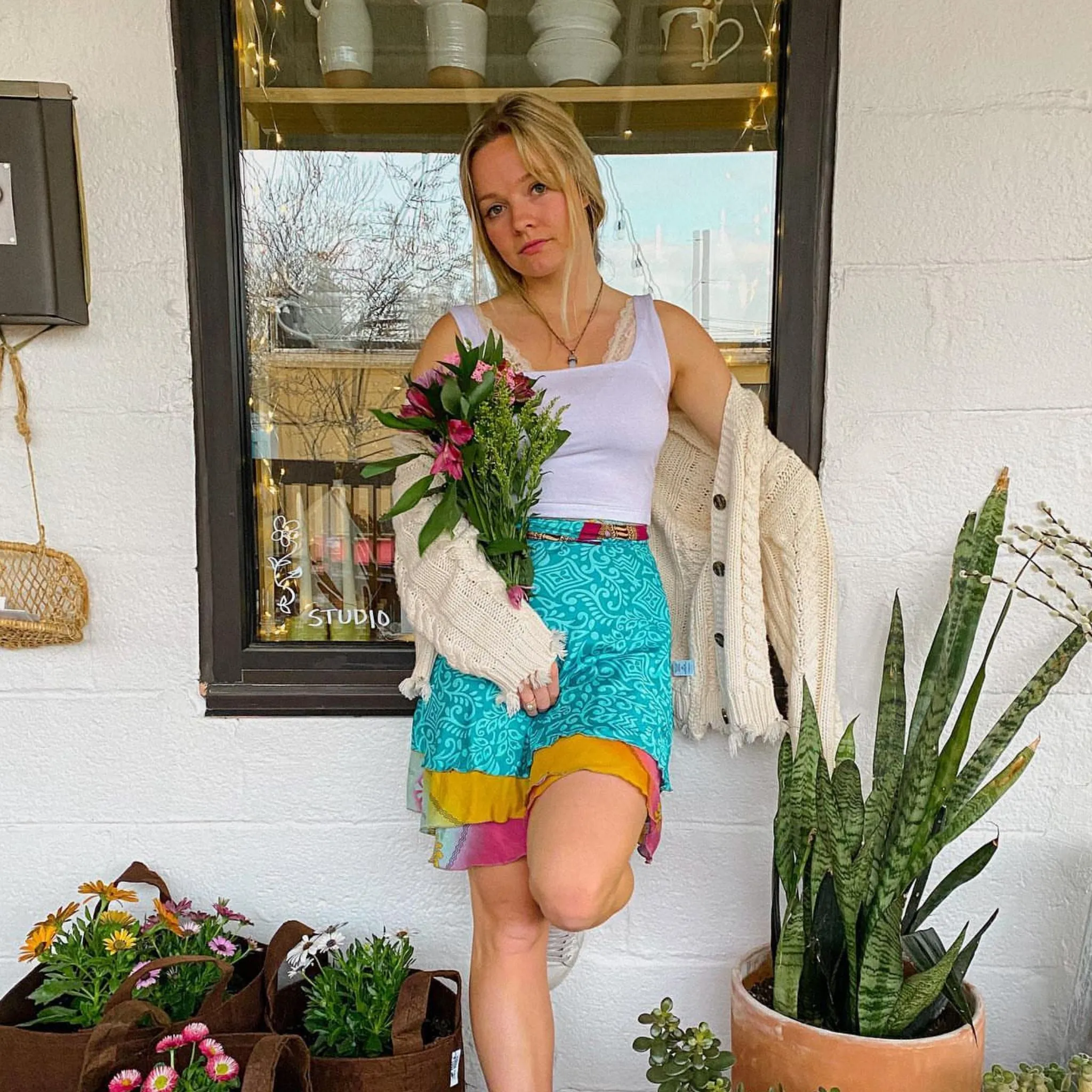 Seconds and Surplus Knee-Length-Mini Sari Wrap Skirts