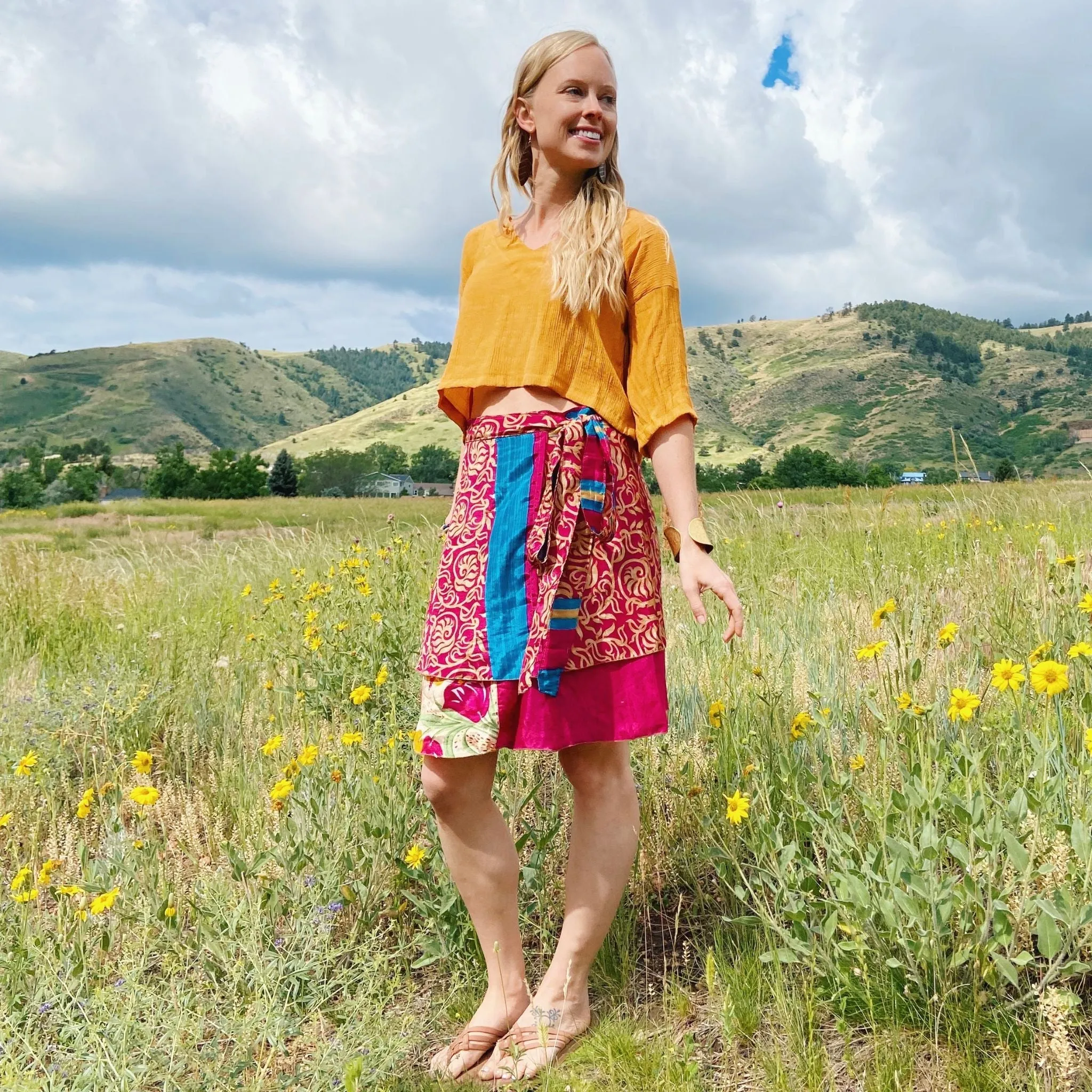 Seconds and Surplus Knee-Length-Mini Sari Wrap Skirts