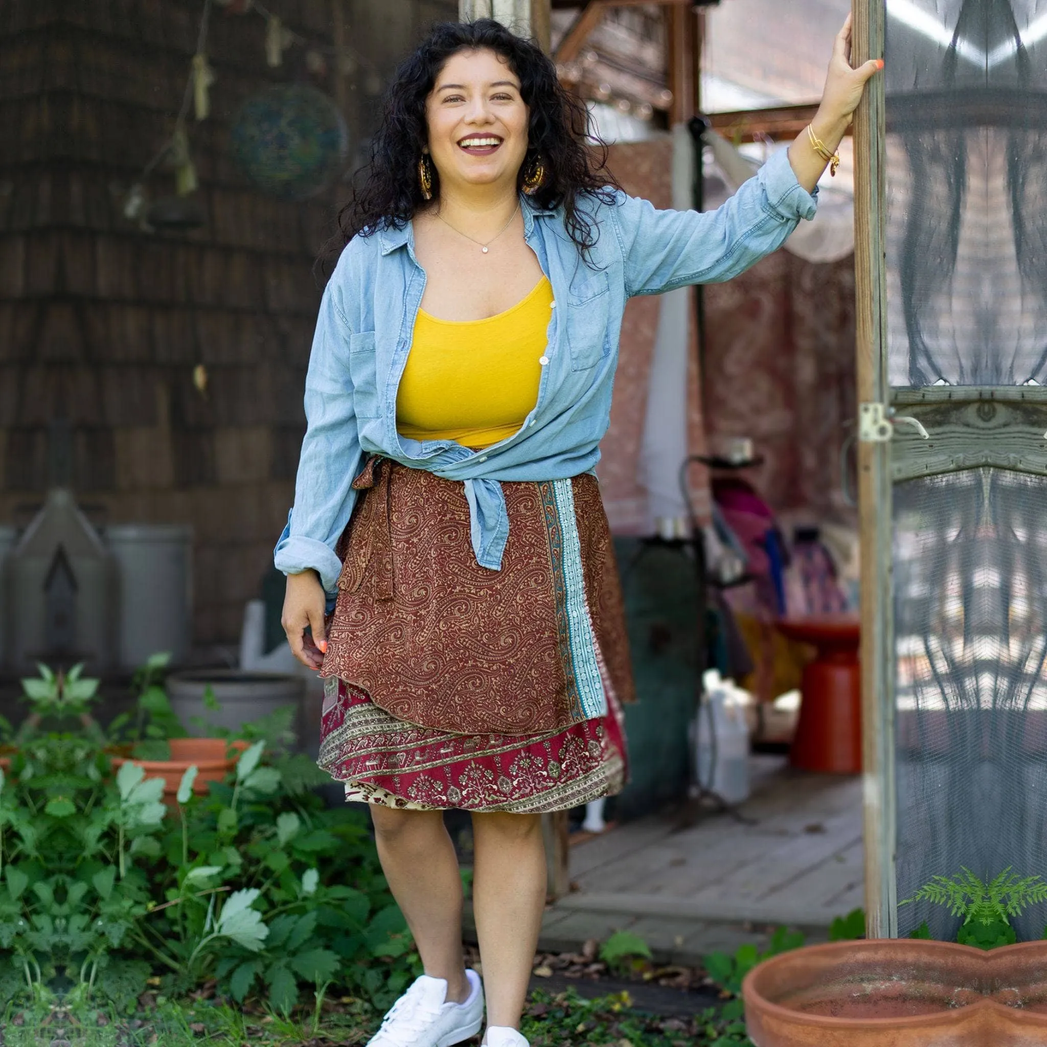 Seconds and Surplus Knee-Length-Mini Sari Wrap Skirts