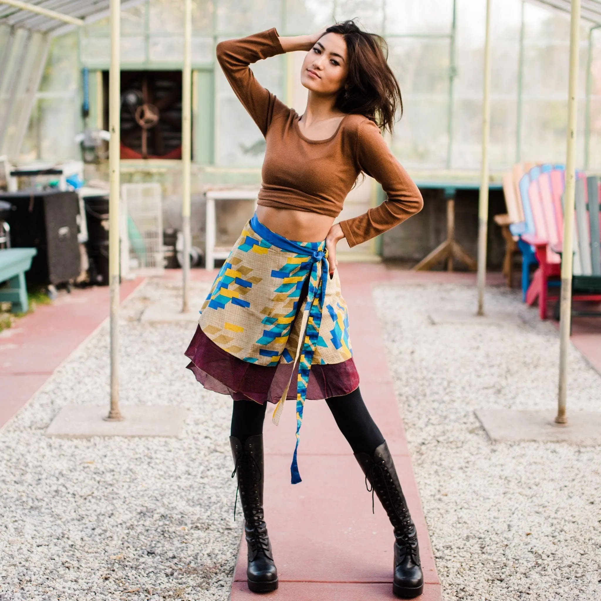 Seconds and Surplus Knee-Length-Mini Sari Wrap Skirts