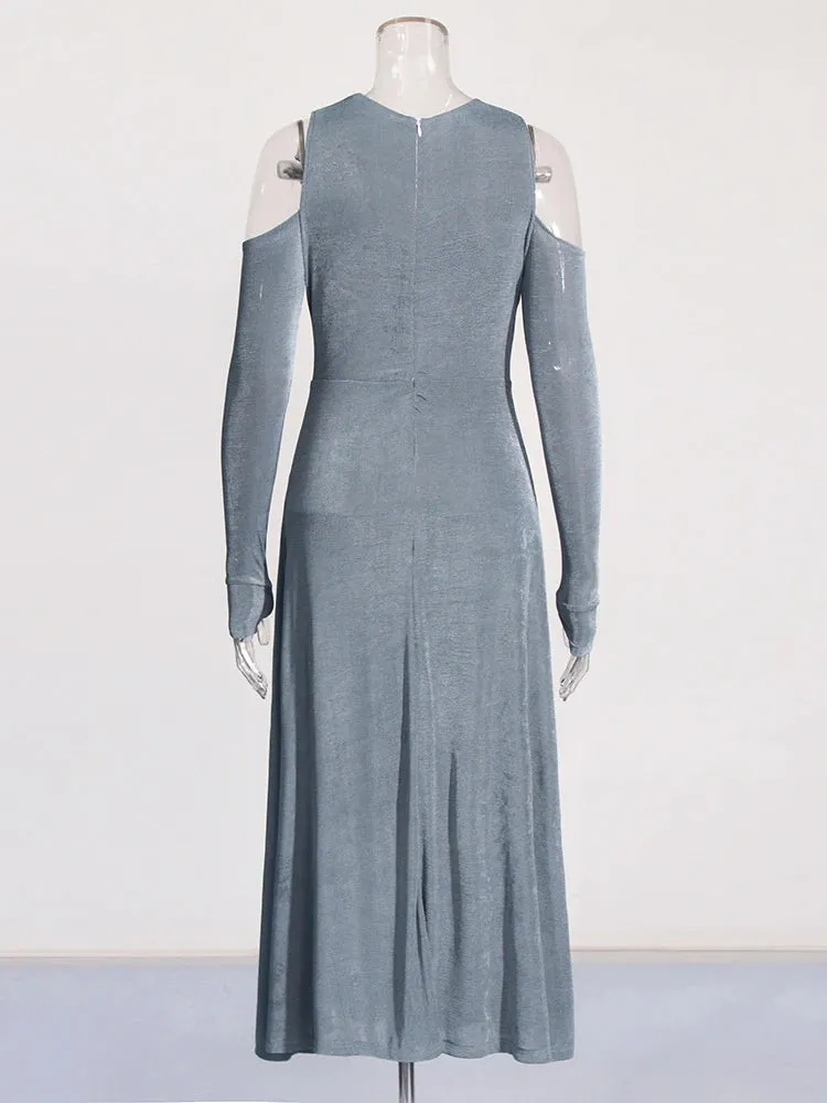 Shanice Solid Cutout Shoulder Midi Dress