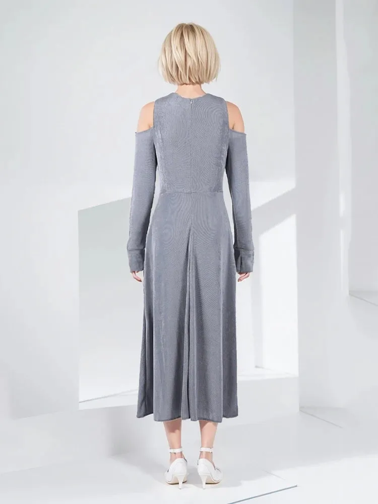 Shanice Solid Cutout Shoulder Midi Dress