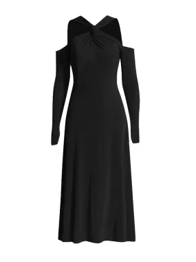 Shanice Solid Cutout Shoulder Midi Dress