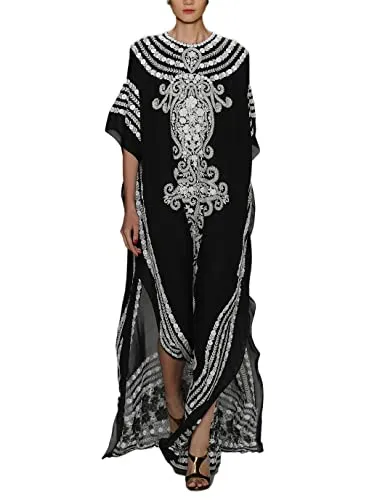 Short Sleeve Round Neck Beach Kaftan for Women
