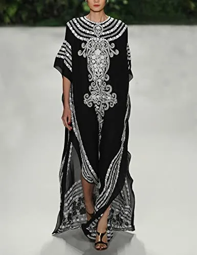 Short Sleeve Round Neck Beach Kaftan for Women