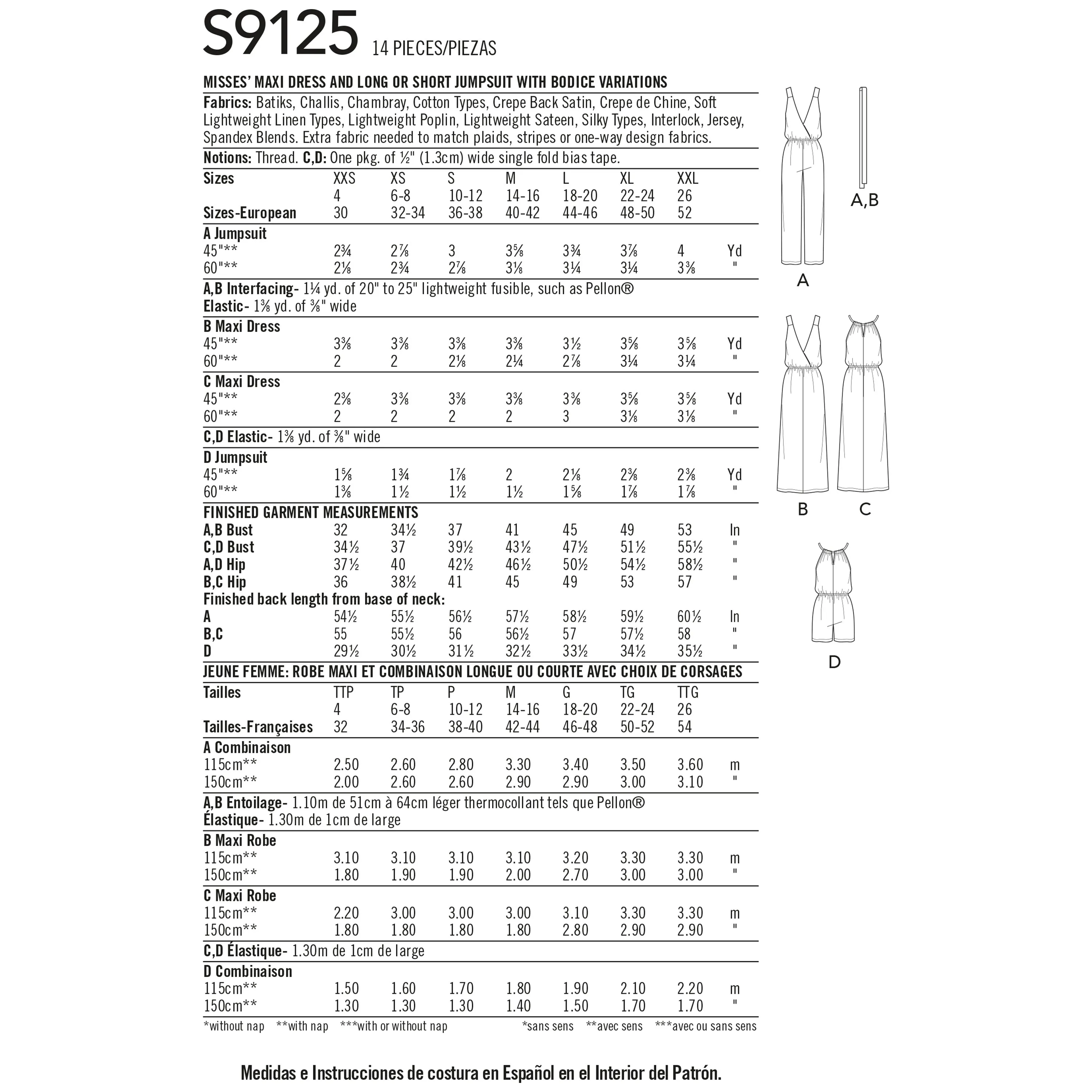 Simplicity Pattern 9125  Misses' Dresses & Jumpsuits
