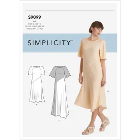 Simplicity Sewing Pattern S9099 Misses' Dress With Length, Sleeve & Fabric Variations