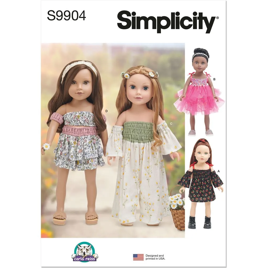 Simplicity Sewing Pattern S9904 18" Doll Clothes By Carla Reiss Design
