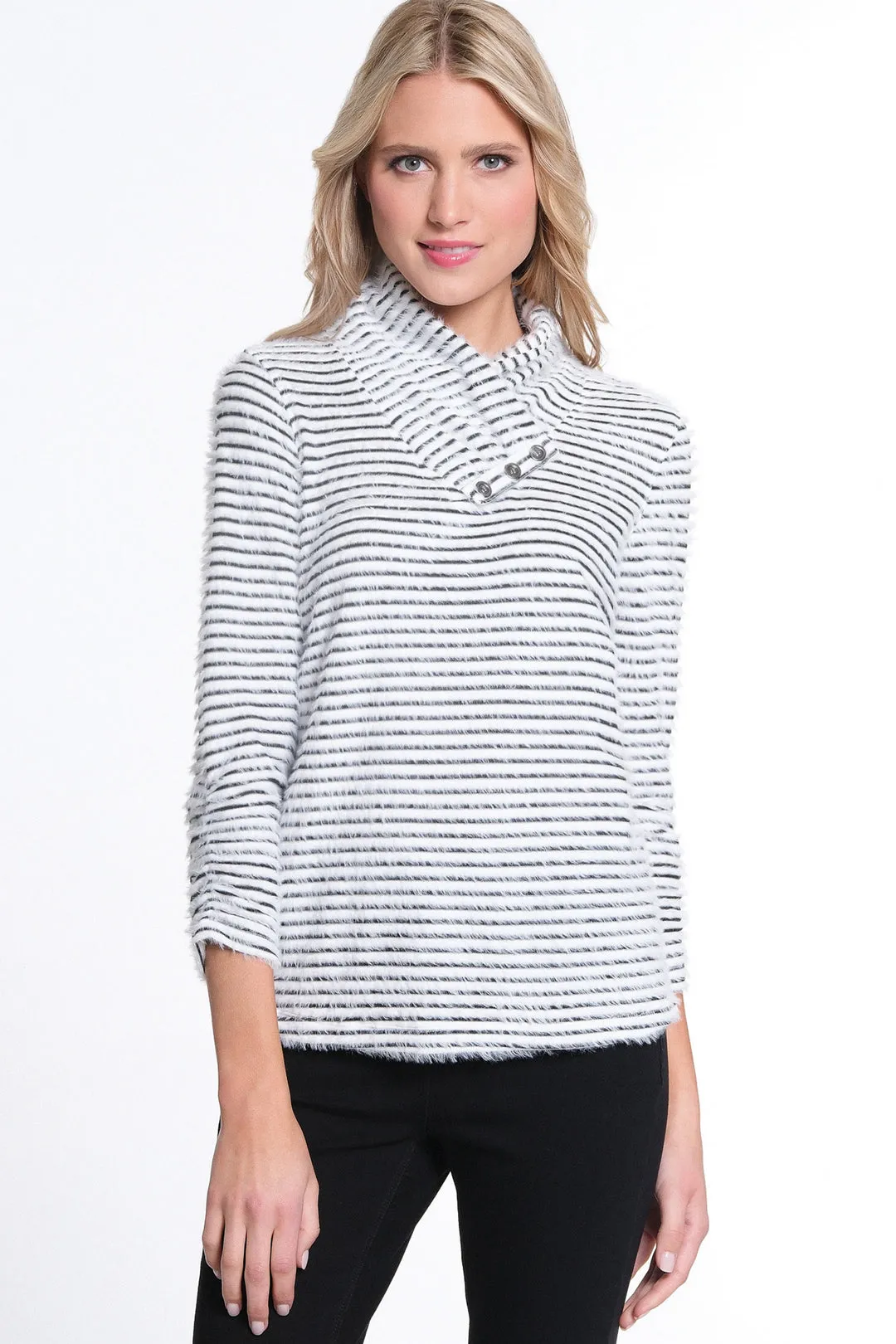 Snow White w/ Black Stripe Triple Knit Top