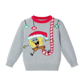 SpongeBob SquarePants™ x Andy & Evan® | Kids (2-7) Jacquard Sweater | Candy Cane