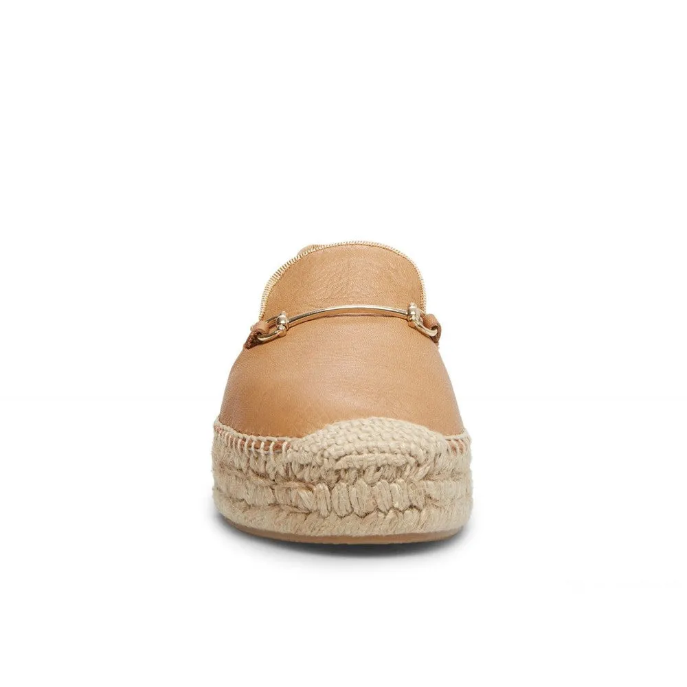 Steve Madden Women's Ellaine Leather Loafer Flatform Espadrilles NATURAL LEATHER