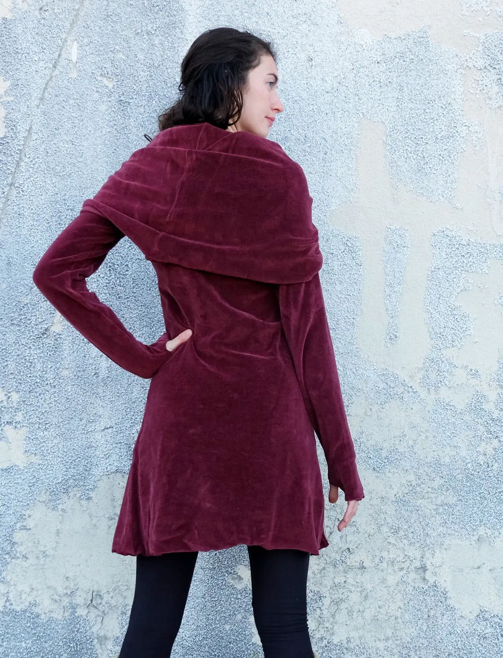 Super Cowl Simplicity Short VELOUR Dress
