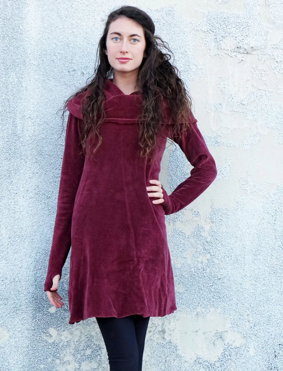Super Cowl Simplicity Short VELOUR Dress