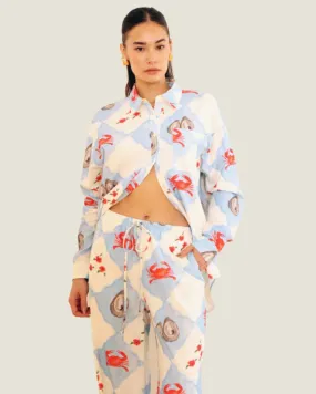 The Coastal Charm: Patterned Button-Up Top