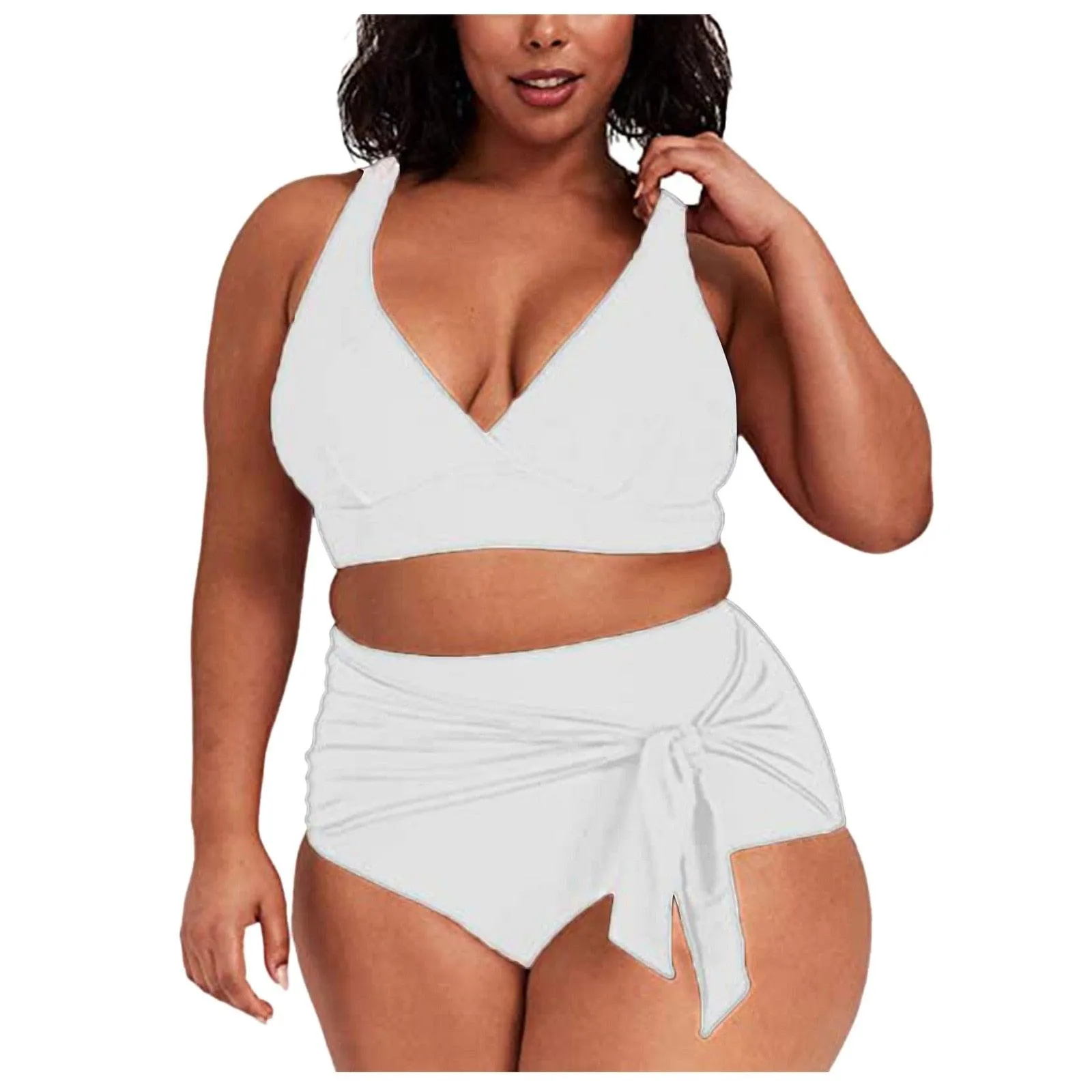 THE SULTRY LACE-UP: PLUS SIZE HIGH WASIT BIKINI WITH TANK STYLE TOP