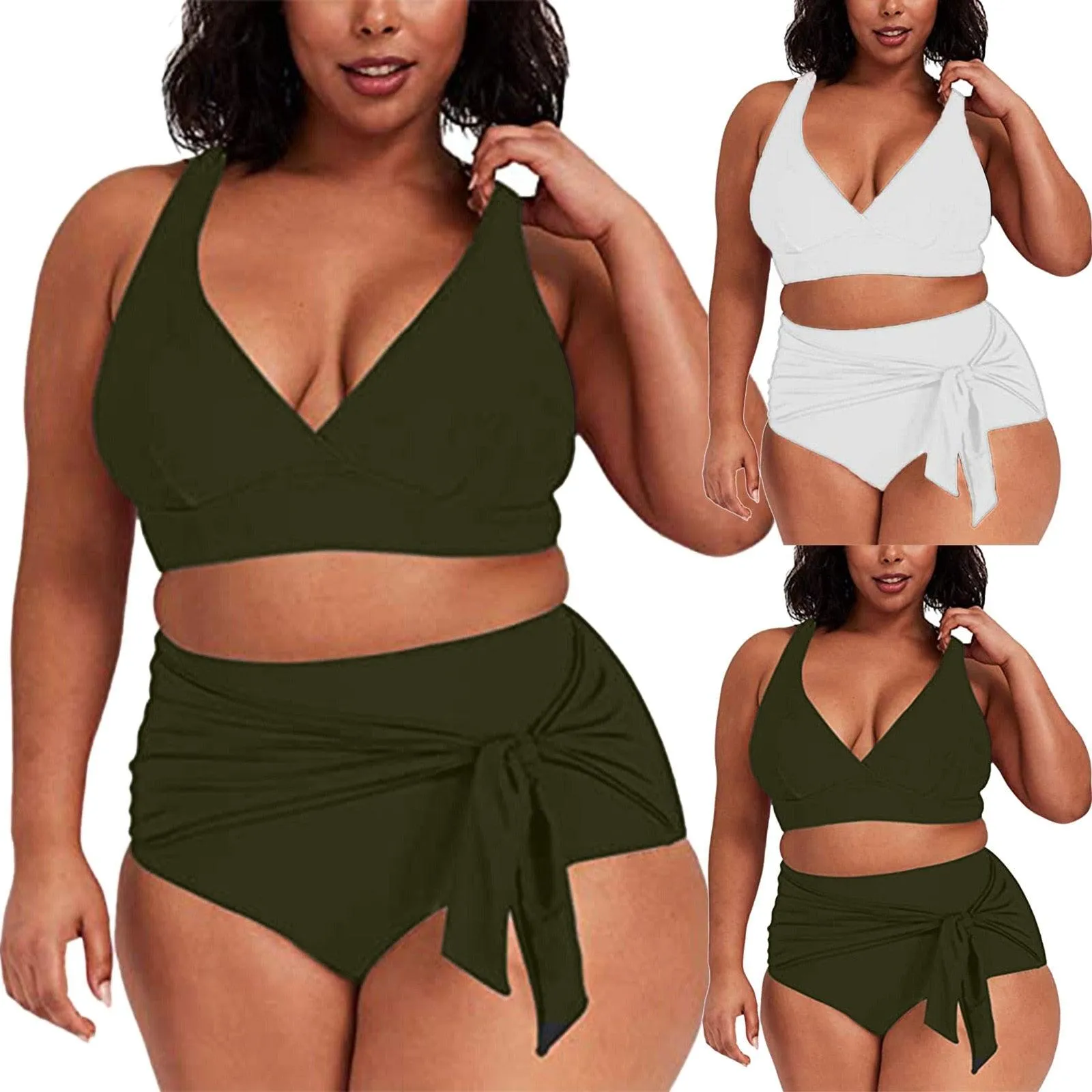THE SULTRY LACE-UP: PLUS SIZE HIGH WASIT BIKINI WITH TANK STYLE TOP
