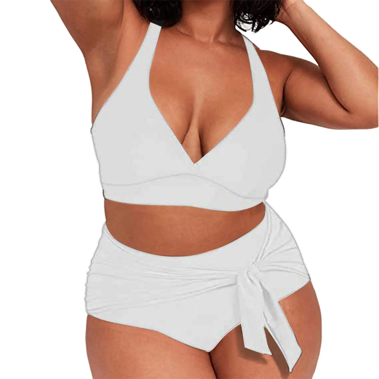 THE SULTRY LACE-UP: PLUS SIZE HIGH WASIT BIKINI WITH TANK STYLE TOP
