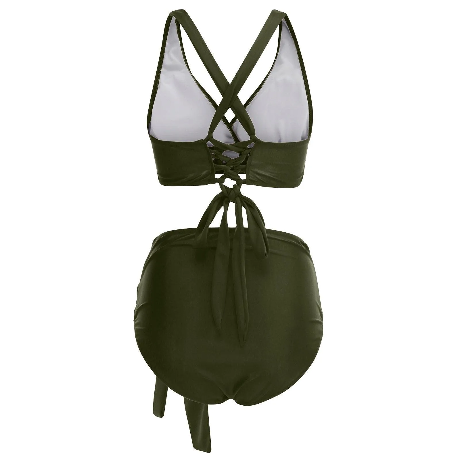 THE SULTRY LACE-UP: PLUS SIZE HIGH WASIT BIKINI WITH TANK STYLE TOP